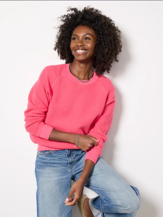 perfectwhitetee Sweaters - Perfectwhitetee Ziggy Inside out Sweatshirt in Pinkbloom bright pink in Size S